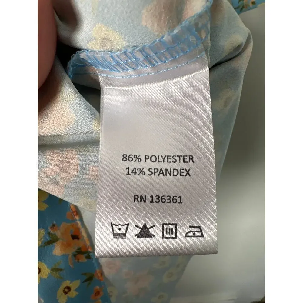 Quieti Performance Size L Floral Button Down Mens Stretch Short Sleeve - Picture 7 of 8